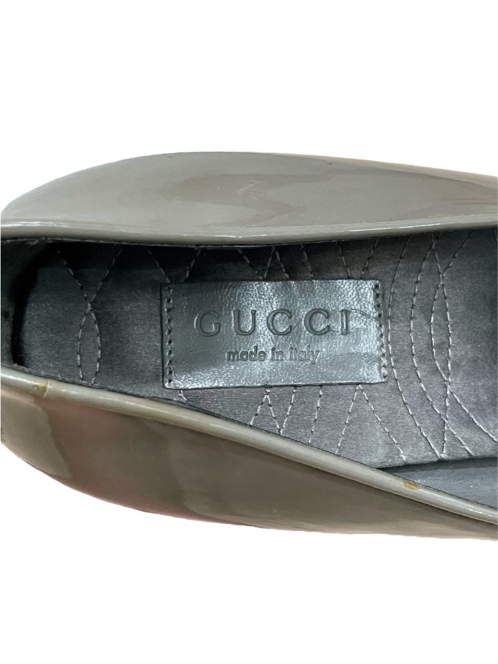 GUCCI Olive Green Gray Patent Leather Buckle Pumps US 10 B - Picture 9 of 14